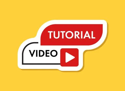 Play video tutorials sticker icon in flat style. Education software vector .. Stock Illustration