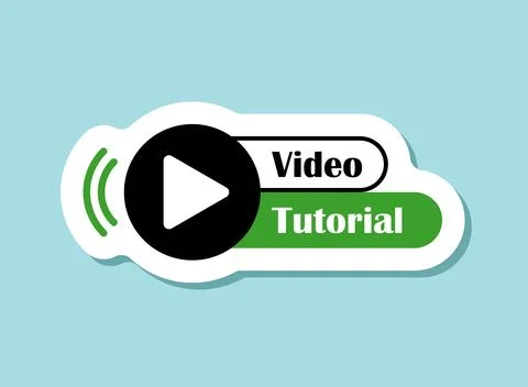 Play video tutorials sticker icon in flat style. Education software vector .. Stock Illustration