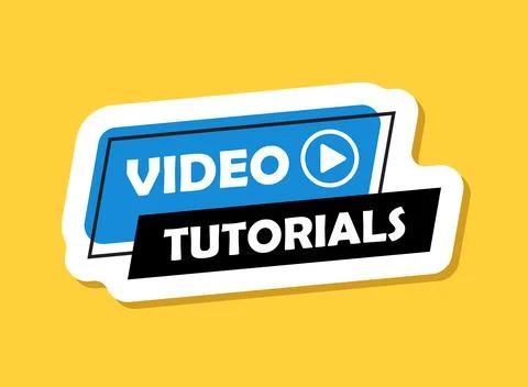 Play video tutorials sticker icon in flat style. Education software vector .. Stock Illustration
