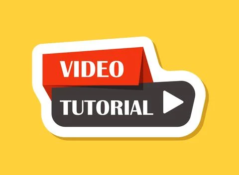 Play video tutorials sticker icon in flat style. Education software vector .. Stock Illustration