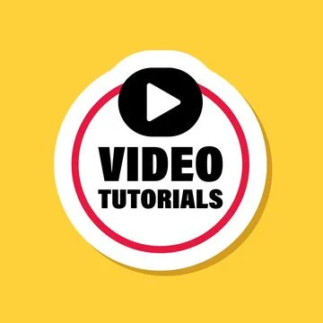 Play video tutorials sticker icon in flat style. Education software vector .. Stock Illustration