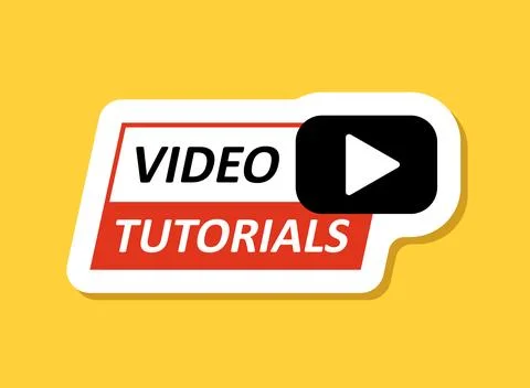 Play video tutorials sticker icon in flat style. Education software vector .. Stock Illustration