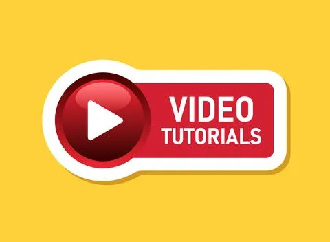 Play video tutorials sticker icon in flat style. Education software vector .. Stock Illustration
