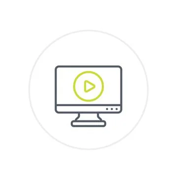 Play video vector line icon on white イラスト素材