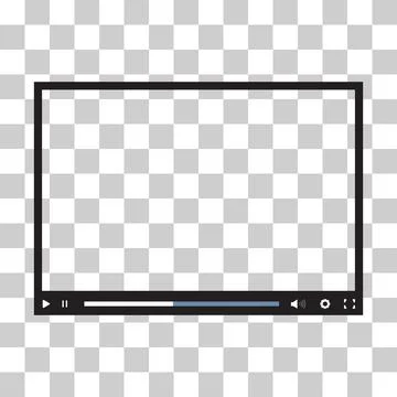 Play video window with navigation icons, play button on a transparent Stock Illustration
