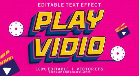 Play vidio vector text effect with modern style design Stock Illustration