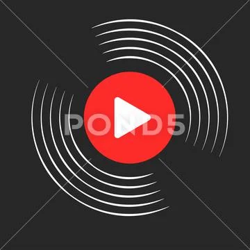 Play vinyl record music vector with black background Illustration ...