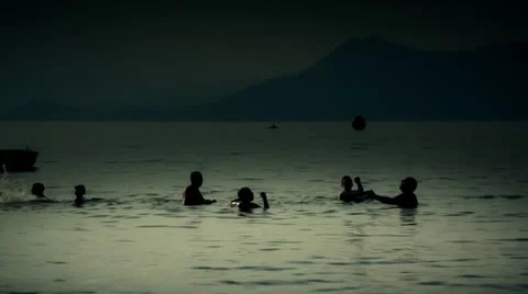 Play volley on the sea Stock Footage 26423313