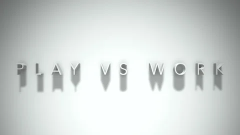 Play vs work 3D title animation white text on a white background Stock Footage 299377863