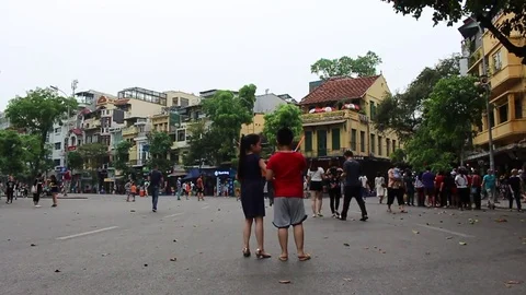 Play on the walking street Stock Footage 78178013