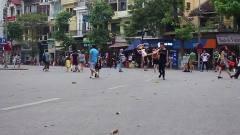 Play on the walking street Stock Footage 78178800