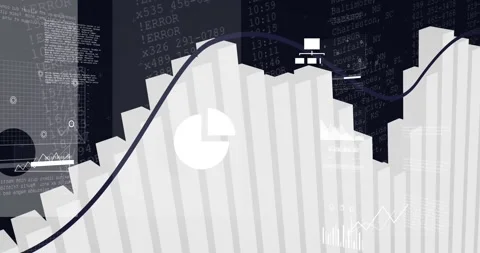 On play white 3D bar field animating while spline sweeping, laptop cloud icon Stock Footage 328307310