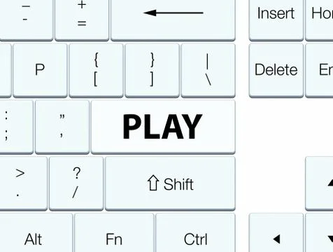 Play white keyboard button Stock Illustration