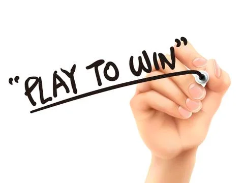 Play to win words written by 3d hand Stock Illustration