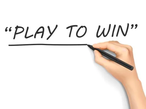 Play to win words written by 3d hand Stock Illustration