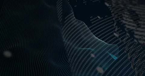 On play, wireframe mesh pulsing and shifting while binary digits drifting to Stock Footage 317155650