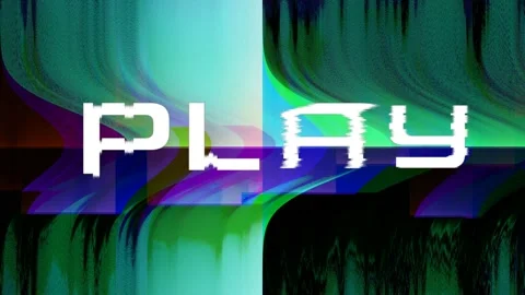PLAY word, interferences animated typeface, VHS pause background, seamless loop Stock Footage 119188991