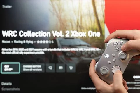 Play WRC game on computer Foto stock