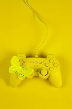Play in yellow with butterfly Stock Photos