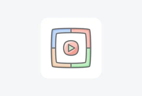 Play youtube fully editable vector icon Stock Illustration