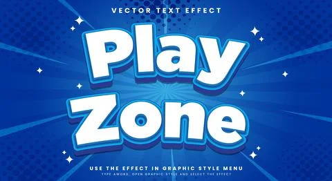 Play Zone comic Style 3d editable text effect Illustrazione stock