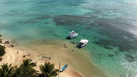 Playa-coson-drone-excursion-boats-tropical-beach-4k-01 Stock Footage 335832402