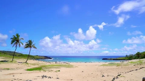 Playa de Anakena on Easter Island Stock Footage 85402830