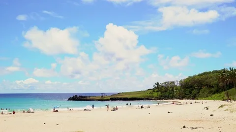 Playa de Anakena Stock Footage 85402806
