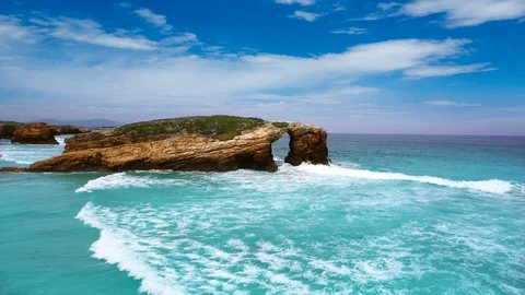 Playa de las Catedrales beach in Ribadeo Asturias Stock Footage 89623171
