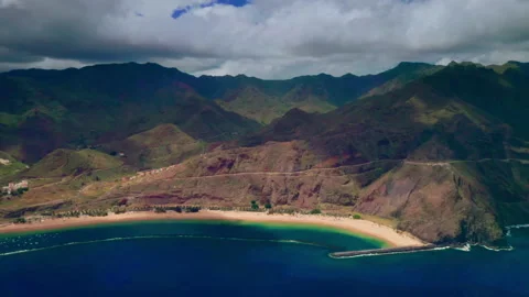 Playa De Las Teresitas. Beach in San Andres Tenerife Canary Island Stock Footage 154336571