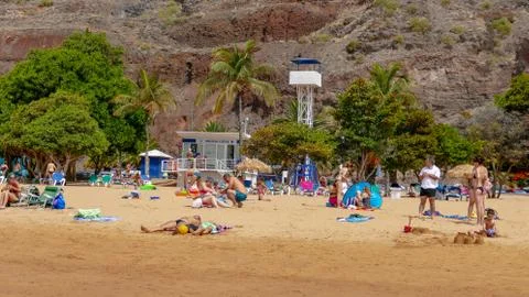 Playa de las Teresitas, San Andres, Tenerife, Canary Island, Spain -  July 2018 Stock Photos