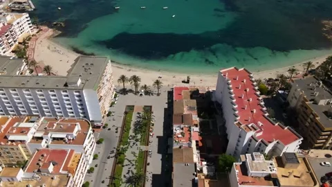 Playa de Santa Eulalia in Ibiza, Spain Stock Footage 201823035