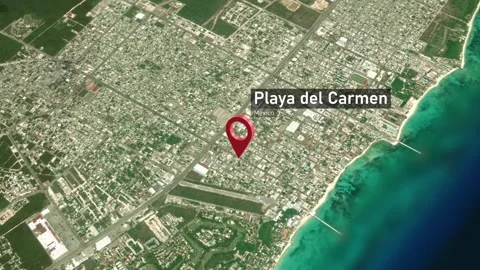 Playa del Carmen City Map Zoom (Mexico) from Space to Earth 스톡 동영상 242513507