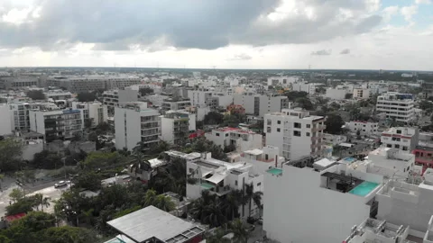 Playa del Carmen seen from above. Aerial cityscape the Mexican holiday resort Stock Footage 166406898