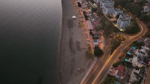 Playa El Dedo beachfront and coastal road in Malaga, Spain Stock Footage 346378498