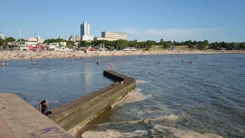 Playa Ramirez in Montevideo, Uruguay. Stock Footage 87720682
