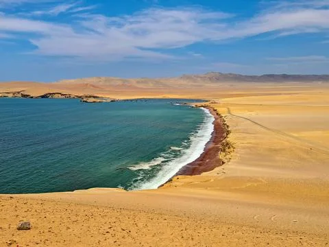 Playa Roja red sand beach in Paracas National Reserve, Peru. Fotos de archivo