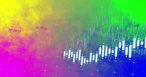 Playback advancing, white candles and jagged lines extending, spiking, Stock Footage 328468958