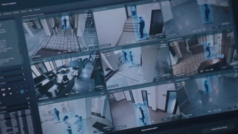 Playback from CCTV cameras displayed on tablet Stock Footage 236717546