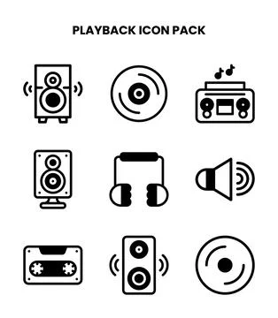 Playback DuoTone Set Icons Pack Stock Illustration