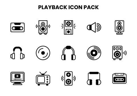 Playback DuoTone UI Icons Pack Stock Illustration