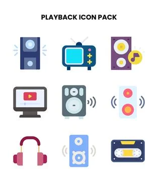 Playback Flat Vector Icons Pack 스톡 일러스트