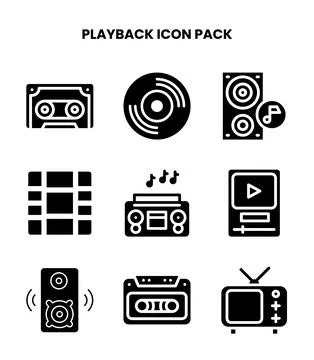 Playback Glyph Collection Icons Pack Stock Illustration