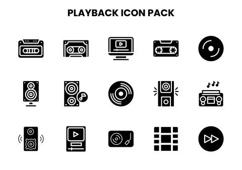 Playback Glyph Icons Pack イラスト素材