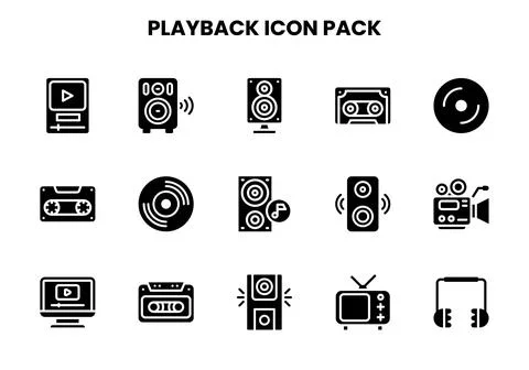 Playback Glyph UI Icons Pack Stock Illustration