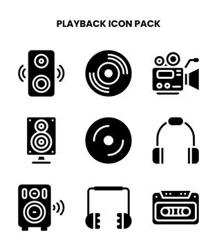 Playback Glyph Vector Icons Pack Stock Illustration