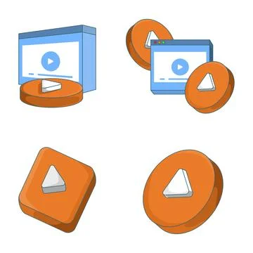 Playback icon illustration set in 3D design style Illustrazione stock