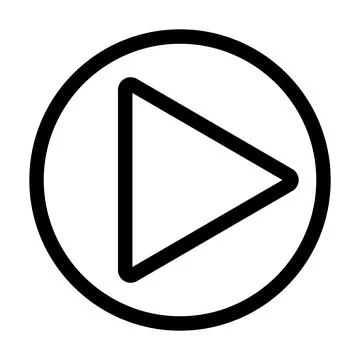 Playback icon on a white isolated background. Black play symbol in a circle.  Ilustração Stock