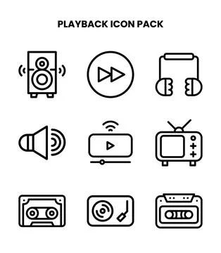Playback Line Design Icons Pack Illustrazione stock