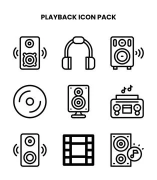 Playback Line Graphics Icons Pack Illustrazione stock